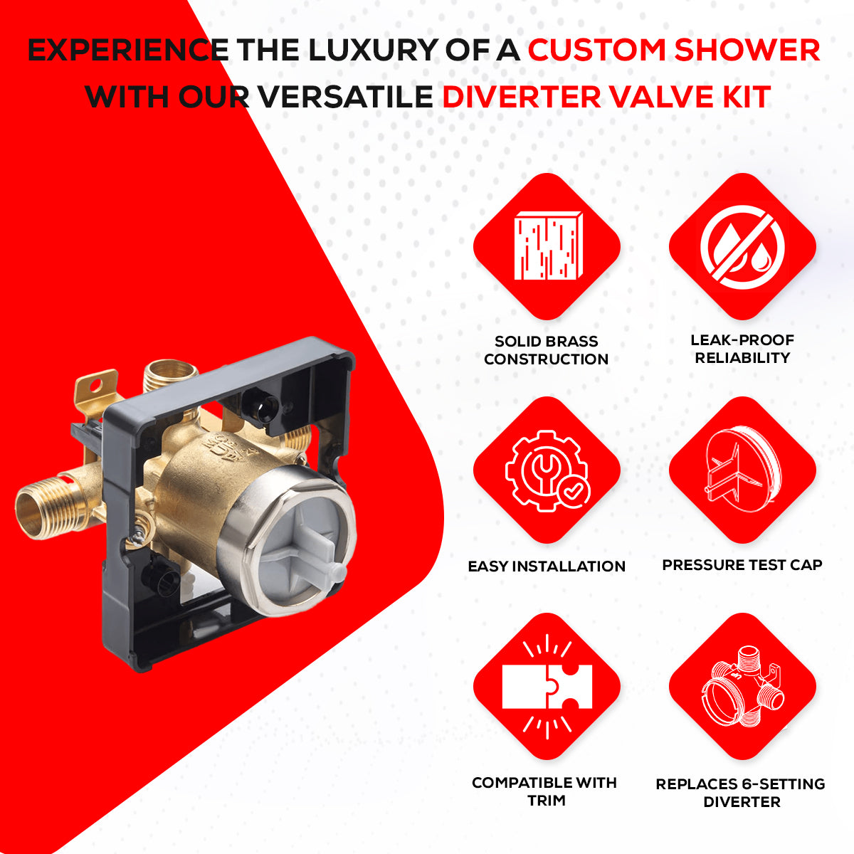 R10000-UNWSHF MultiChoice Universal Shower Valve with Screwdriver Stops, Compatible with Delta Trim Kits - $29.00  Each- 12 Units/Case