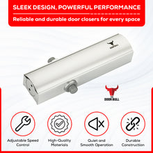 Heavy Duty Door Closer - Hold Open feature  -Silver Finish
