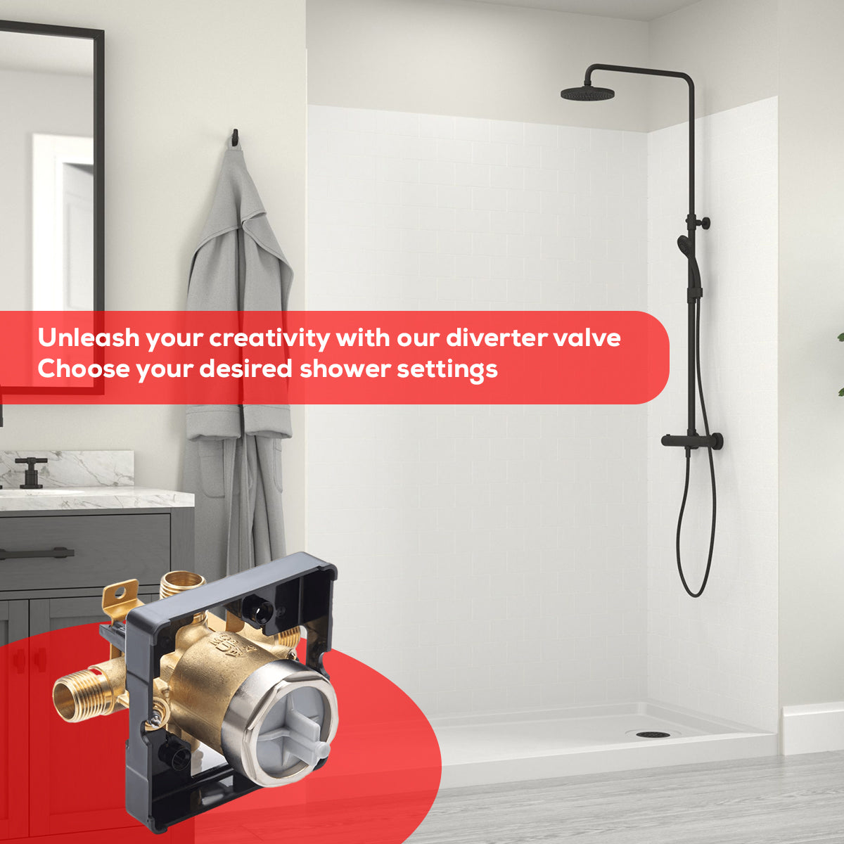 R10000-UNWSHF MultiChoice Universal Shower Valve with Screwdriver Stops, Compatible with Delta Trim Kits - $29.00  Each- 12 Units/Case