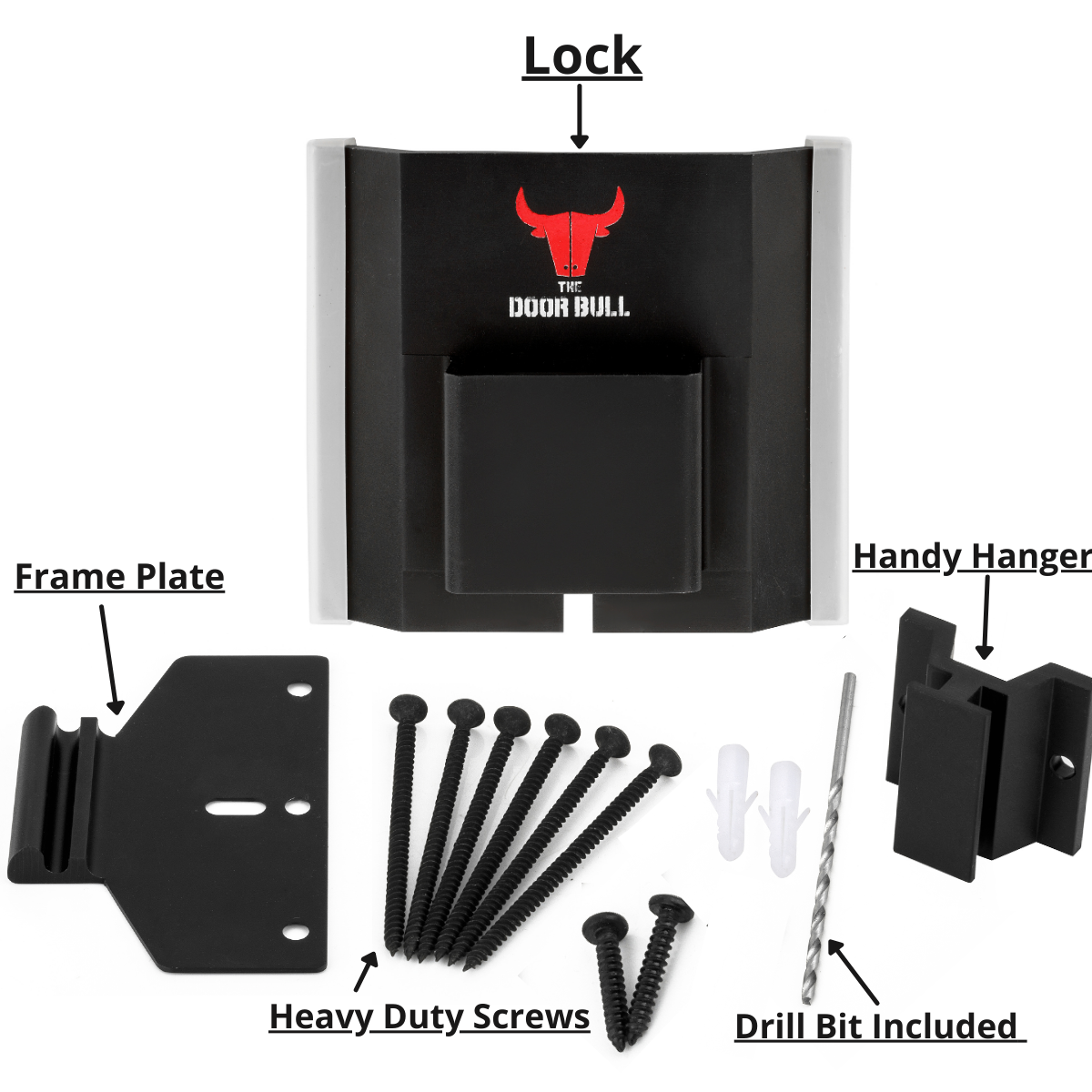 The Door Bull - Door Barricade Security Device - Silver/White finish
