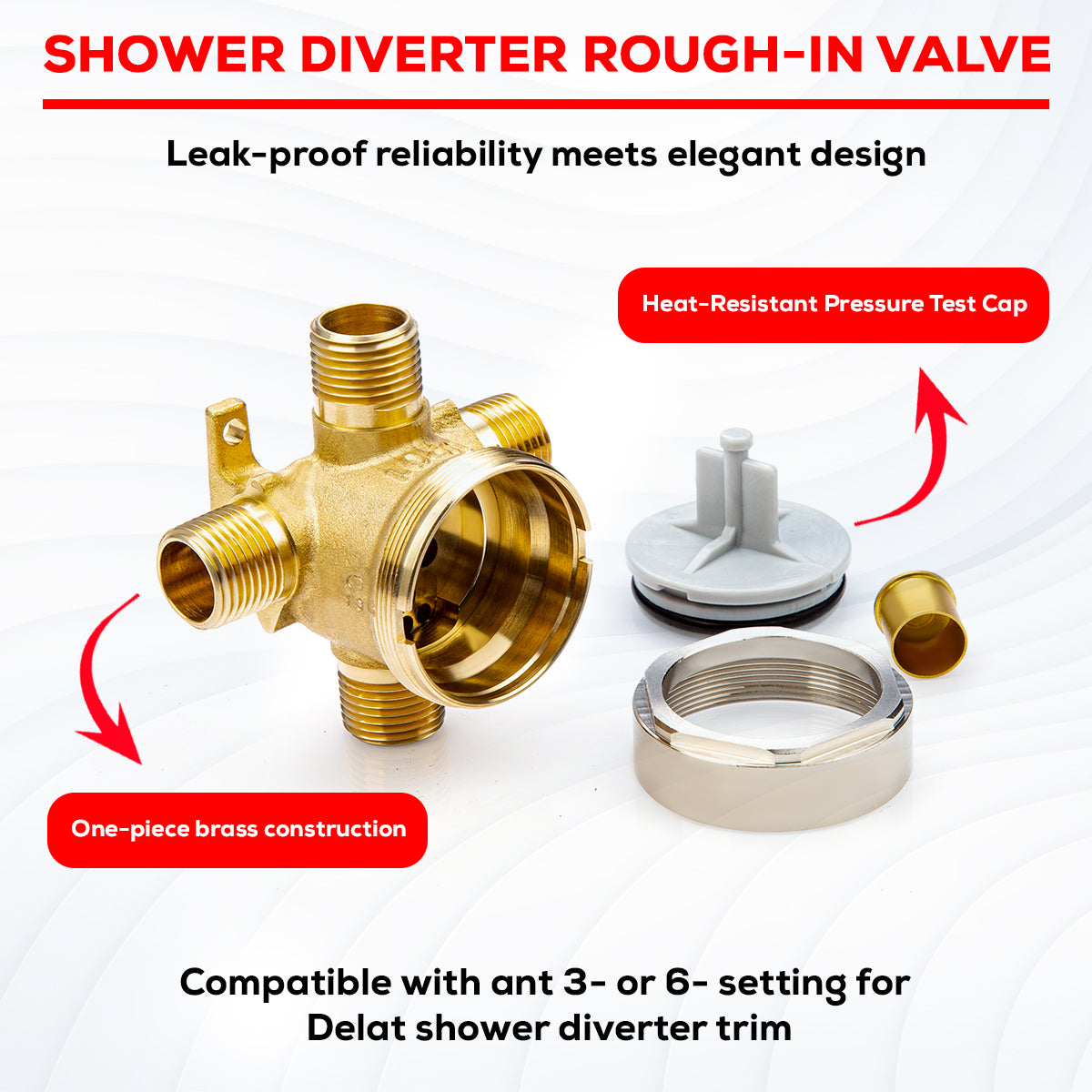 R11000 Shower Diverter Rough-In Valve Body Compatible with Delta Trims - $27.20 Each- 24 Case Pack