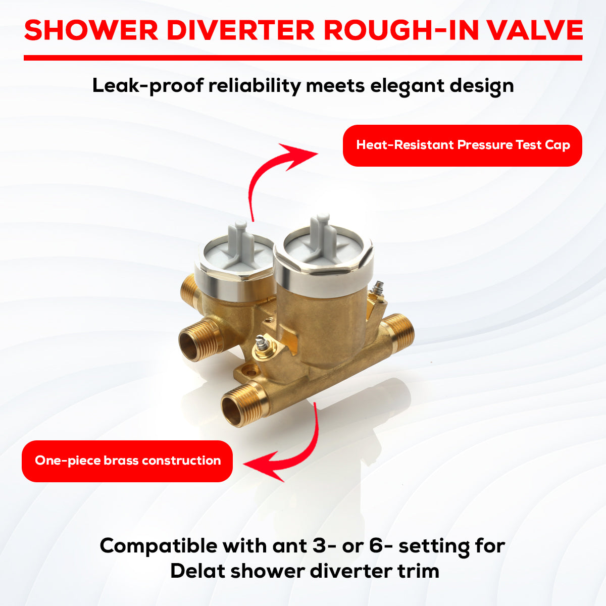 R22000-WS-Compatible Universal Shower Valve with Integrated Diverter & Stops, Wholesale Case of 12//$75 each