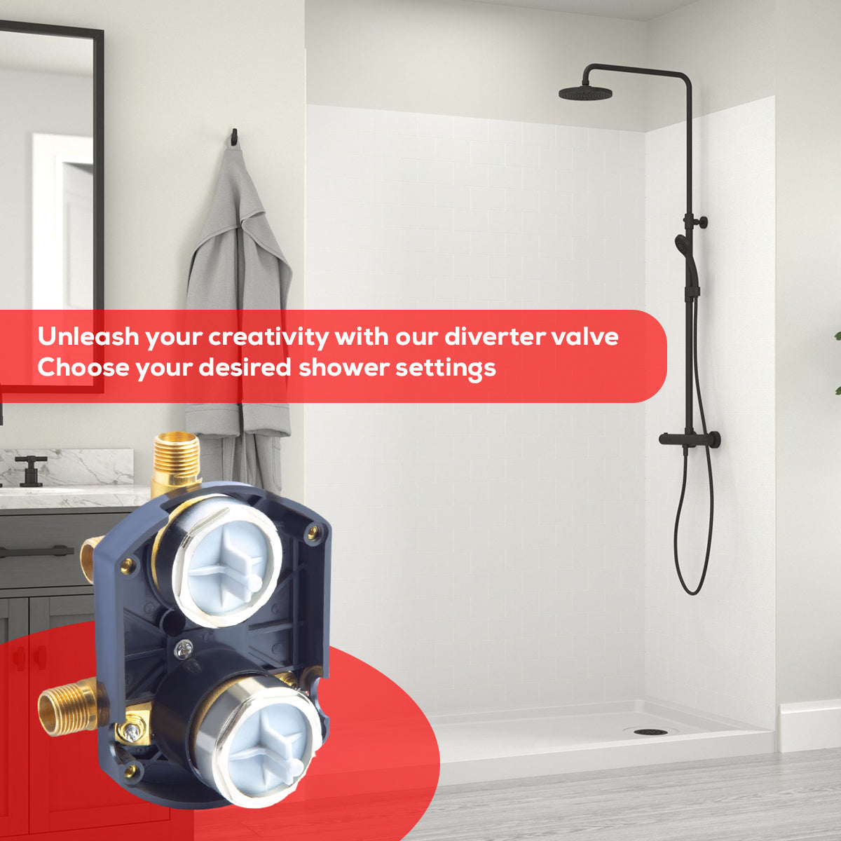 R22000-WS-Compatible Universal Shower Valve with Integrated Diverter & Stops, Wholesale Case of 12//$75 each